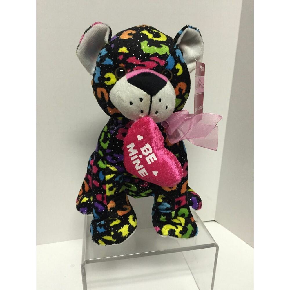 Red and Pink - Black Ribbon Leopard Plush - 9in